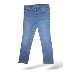 Royal Premium Jeans Size 10 Blue Denim Stretch Mid Rise Embellished Pockets